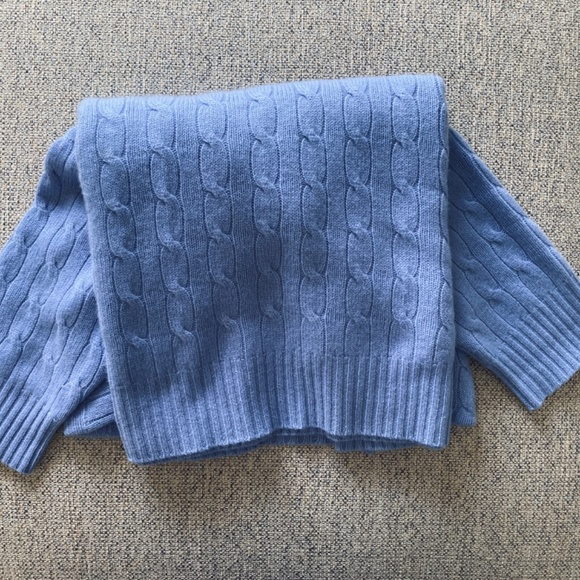 Ralph Lauren Cable-Knit Cashmere Sweater in baby blue SIZE XL - Picture 6 of 10